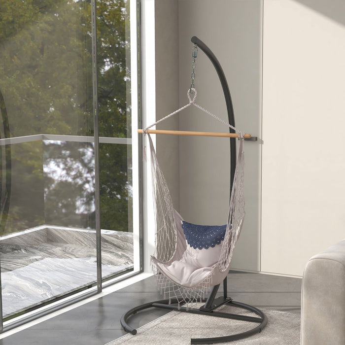 Outsunny Hammock Chair Stand Only, Steel Frame Hanging Swing Stand, Black
