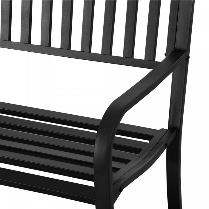 Outsunny 50" Steel Garden Bench Outdoor Seat Furniture, Black