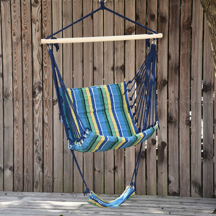 Outsunny Patio Hammock Chair, Hanging Hammock Padded Seat Air Deluxe Sky Swing With Footrest For Any
