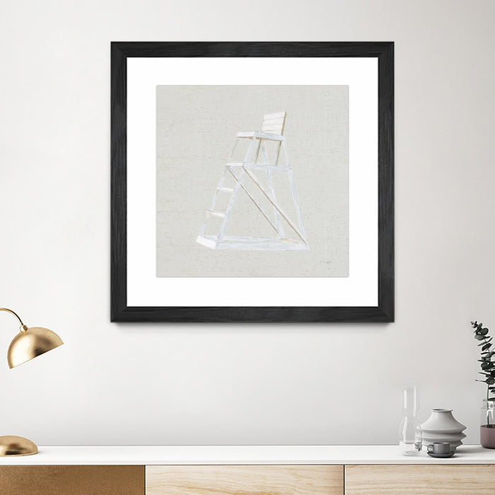 \"Serene Seaside Ii Tan\" Matted and Framed Black 30x30 Wall Art