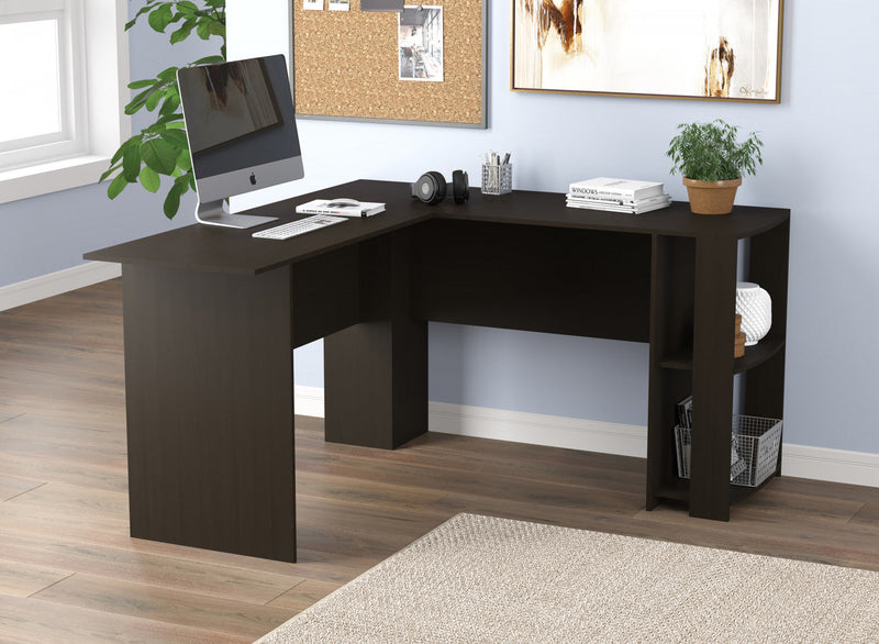 55” Computer Desk With Storage And 2 Shelves - Cappuccino 