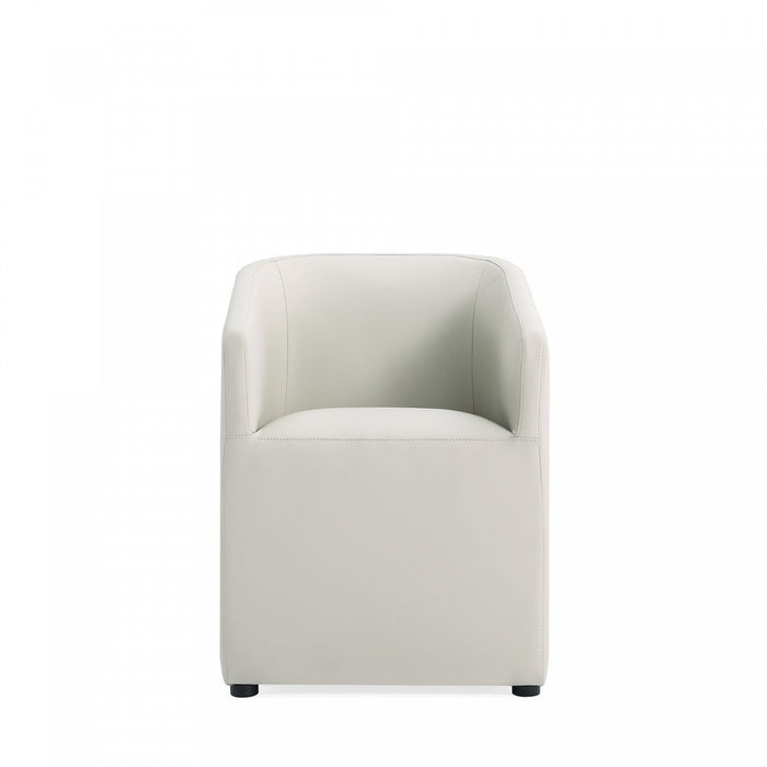 Anna Round Modern Vegan Leather Armchair in Stone Gray - Set of 2 