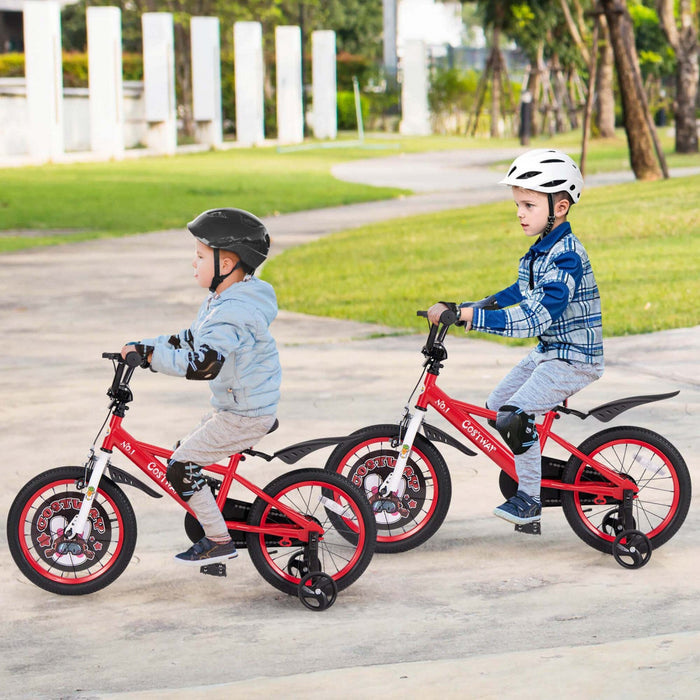 Costway 16" Kid's Bike For 4-7 With Height-adjustable Handlebar & Saddle Handbrake Red