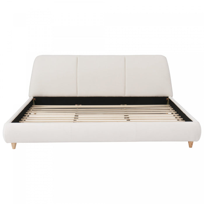 Acheson Upholstered Bed with Soft Linen Headboard,King Size - Beige 