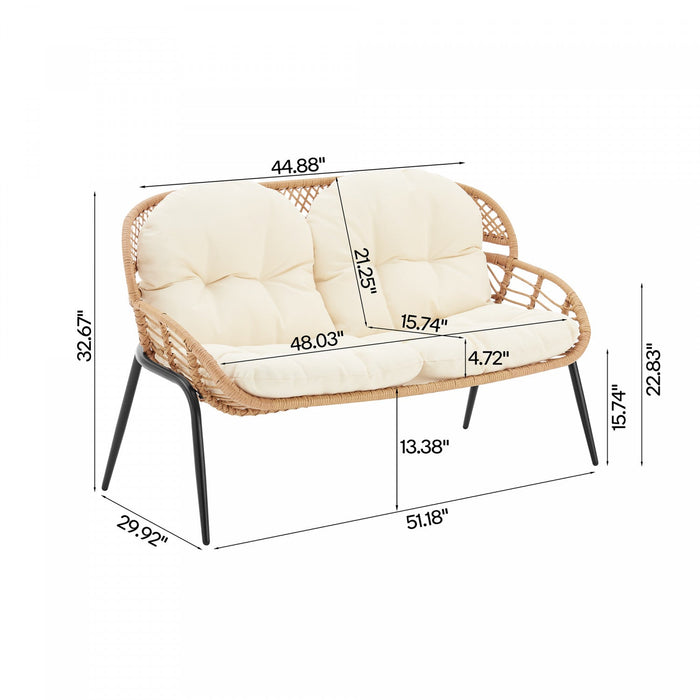 Pine Modern 4-Piece Conversation Set in Cream Patio Seating Package 