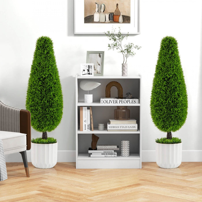 Costway 2 Pack Artificial Cedar Plant 3 Ft Potted Teardrop Shaped Bush With Premium Pe Leaves