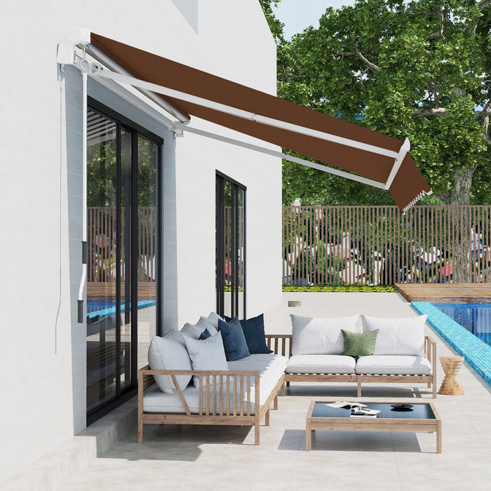 Outsunny 13' X 8' Manual Retractable Patio Awning Sun Shade Outdoor Deck Window Door Canopy Shelter 