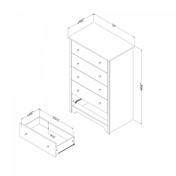 Vito 5-drawer Chest - Pure Black 
