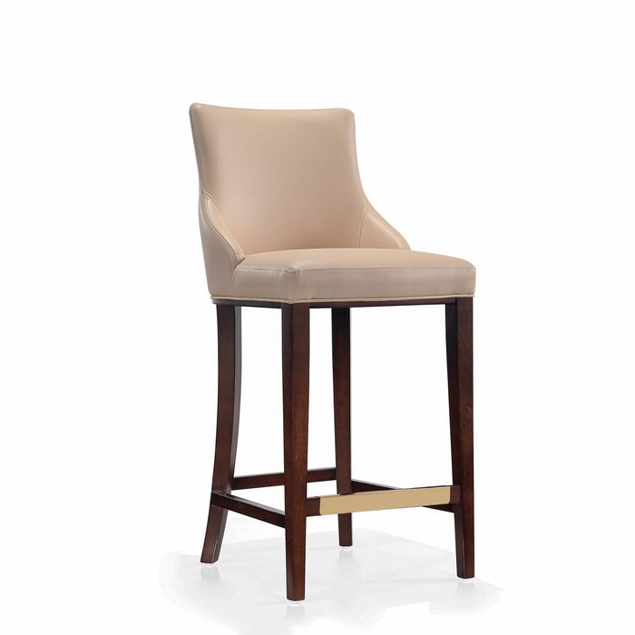 Shubert Modern Wood Upholstered Barstool in Tan - Set of 3 