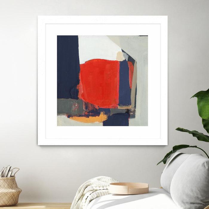 \"Orange Crush V6\" Matted and Framed White 36x36 Wall Art