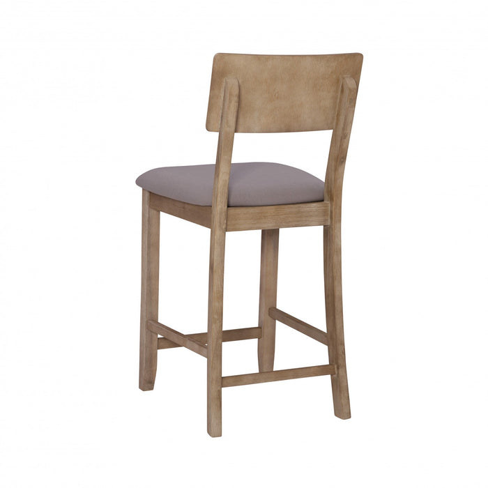 Jorissen Linen-Look Fabric Counter-Height Stool - Grey