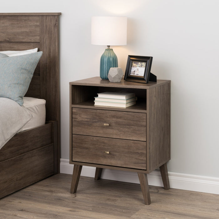 Milo 2-Drawer Tall Nightstand - Drifted Grey