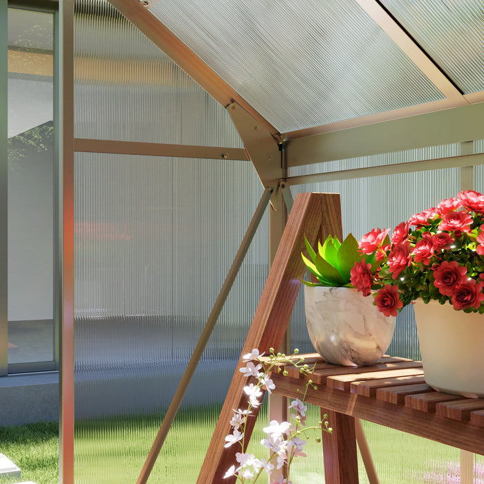 Outsunny Greenhouse, Walk-in Hot House, Clear Pc Board With Sliding Door