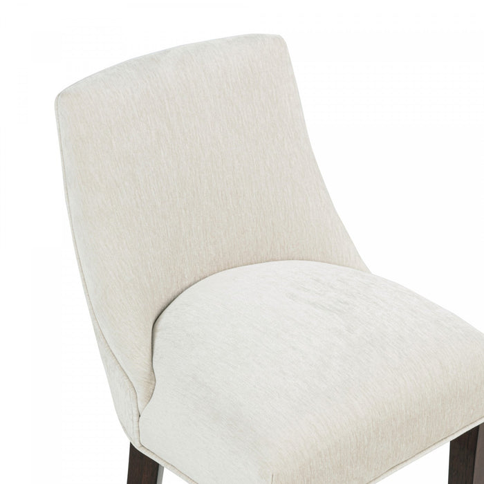 Beever Modern Chenille Wood Counter Stool in Cream - Set of 2 Bar Stool 