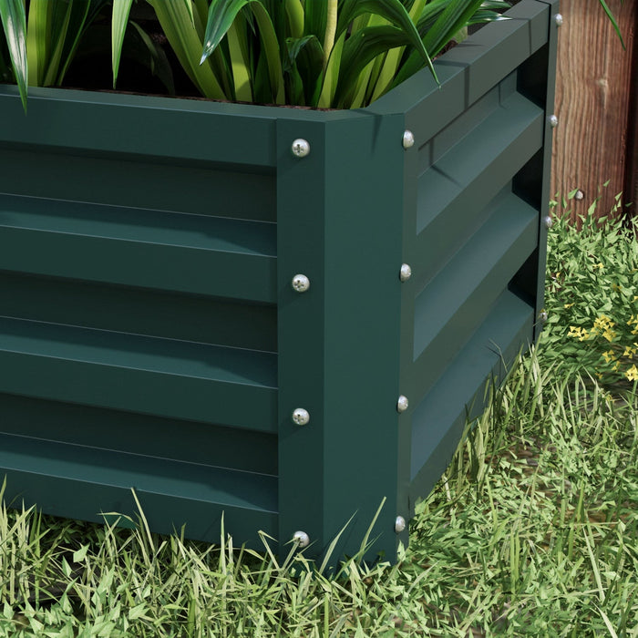 Outsunny Set Of 2 Raised Garden Bed, Steel Planters For Outdoor Plants, Elevated Planter Box, Easy-t