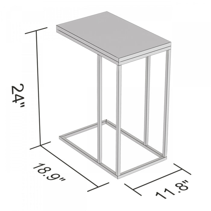 19” C-Shaped Marble Gold Metal End Table With Metal Frame - Multicolour 