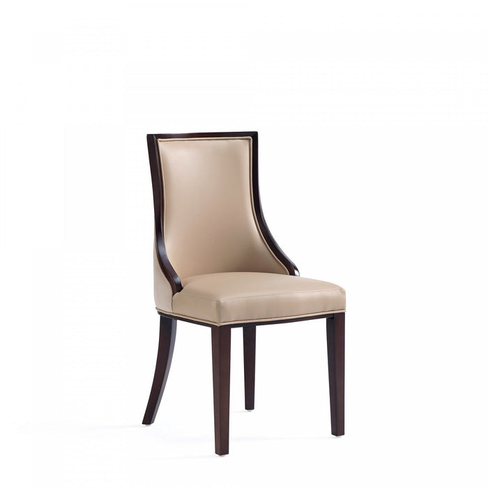 Grand Traditional Wood Upholstered Dining Chair in Tan - Set of 4 