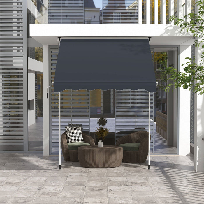 Outsunny 6.6'x5' Manual Retractable Patio Awning Window Door Sun Shade Deck Canopy Shelter Water Res