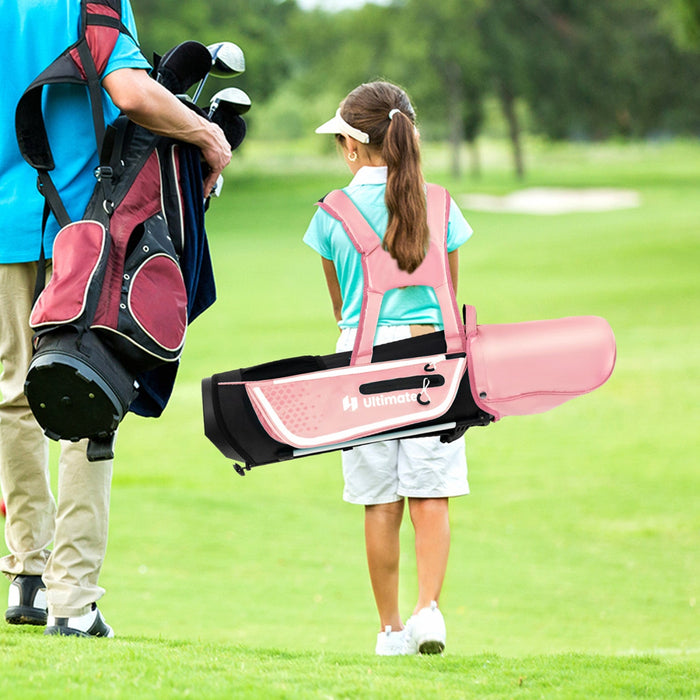 Ultimate Kids Golf Practice Set Junior Complete Golf Club Set For Kids Age 8-10 Years Old Pink