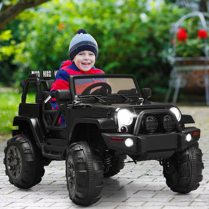 Costway 12v Kids Ride On Truck Car W/ Remote Control Mp3 Music Led Lights Black