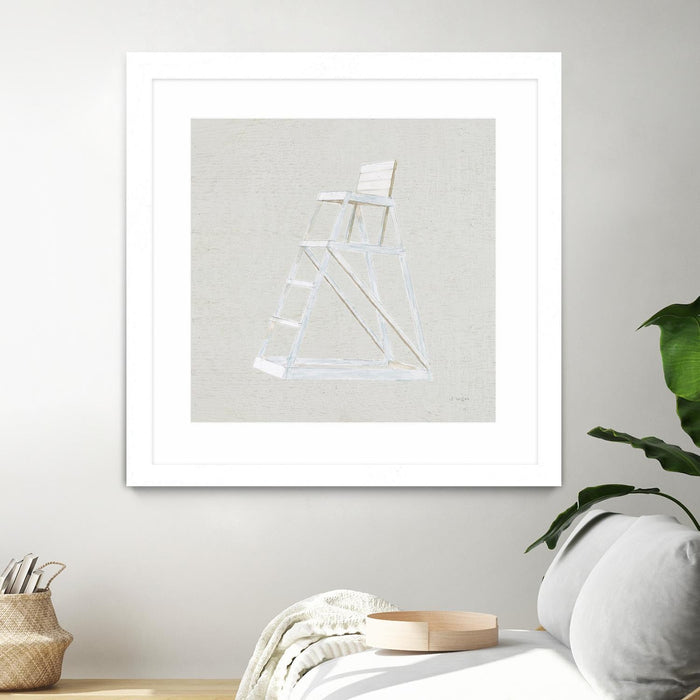 \"Serene Seaside Ii Tan\" Matted and Framed White 30x30 Wall Art