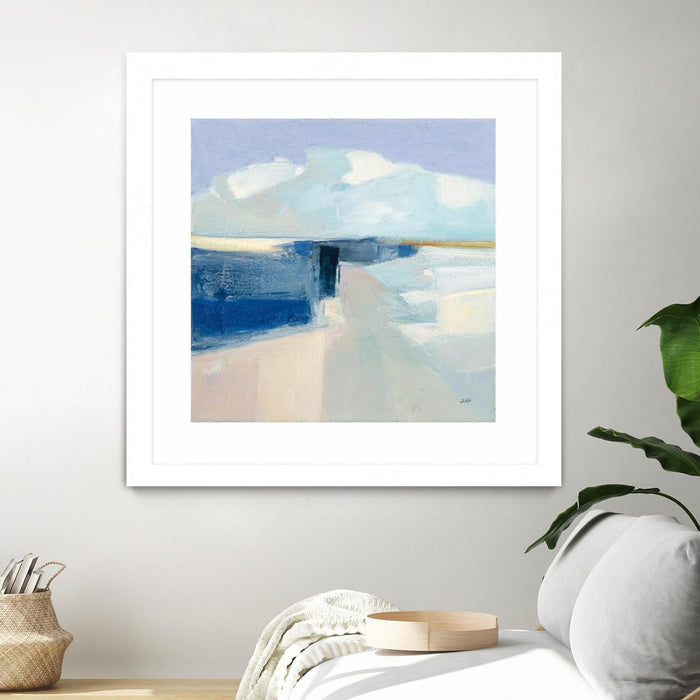 \"Sand And Sky\" Matted and Framed White 36x36 Wall Art