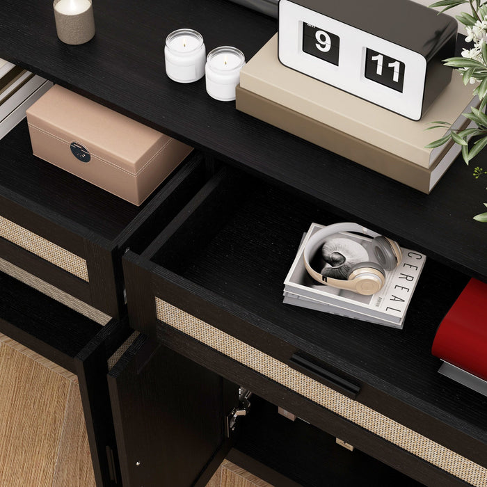 HOMCOM 53" Sideboard Buffet Cabinet with Storage Drawers and Doors, Black