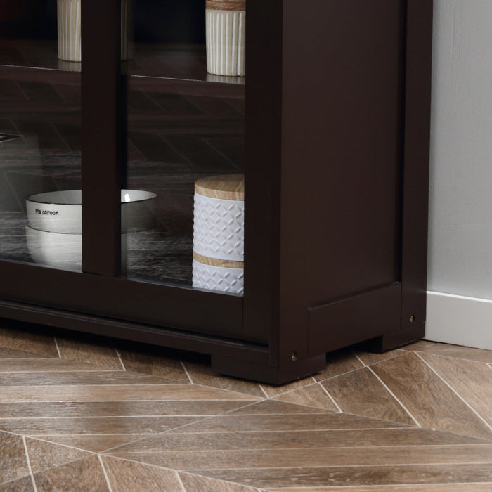 HOMCOM Kitchen Sideboard Stackable Storage Cabinet with Sliding Glass Door