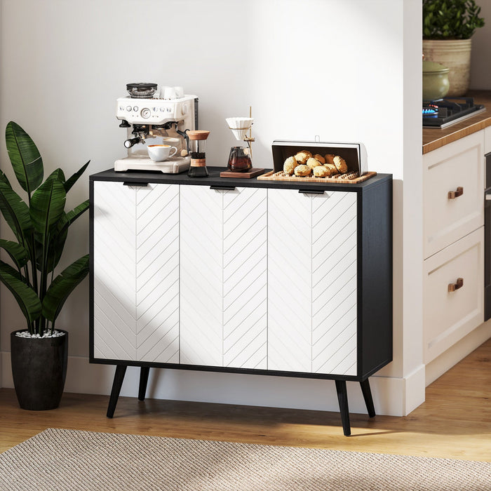 HOMCOM 36" Sideboard, Buffet Cabinet with Adjustable Shelves, Black