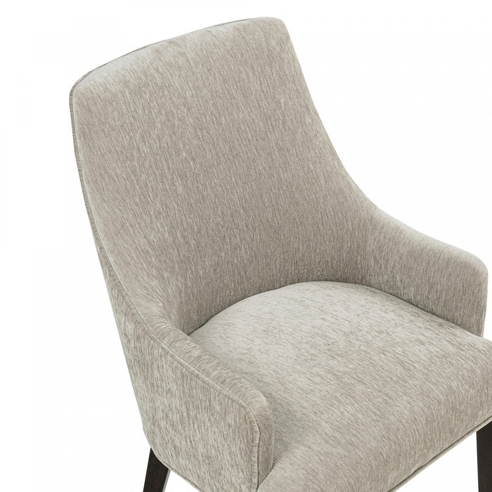 Beever Modern Wood Chenille Armchair in Taupe 