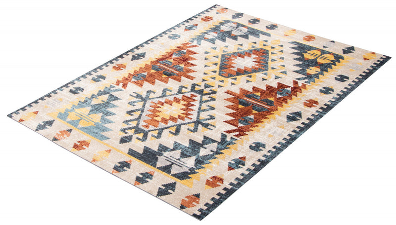 Mosaic Taupe/Copper Machine Washable Area Rug - 8'0\" x 10'0\"
