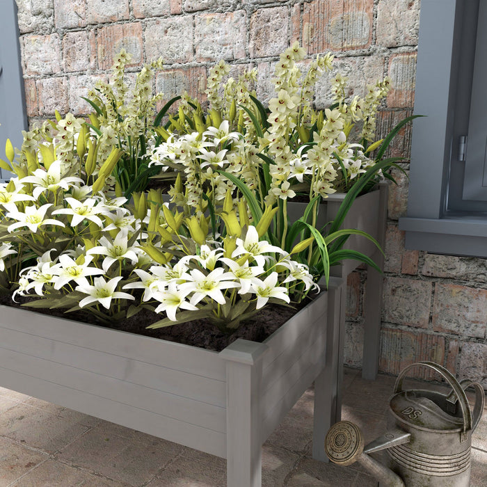 Outsunny 2 Tiers Raised Garden Bed, Wooden Elevated Planter Box With Legs Gardening Planting Bed Wit