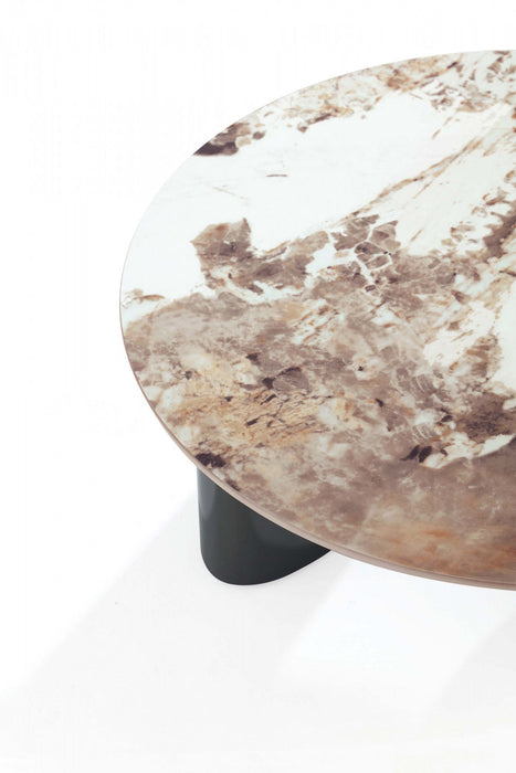 Laurel Modern Glam Sintered Stone Top Coffee Table in Black 