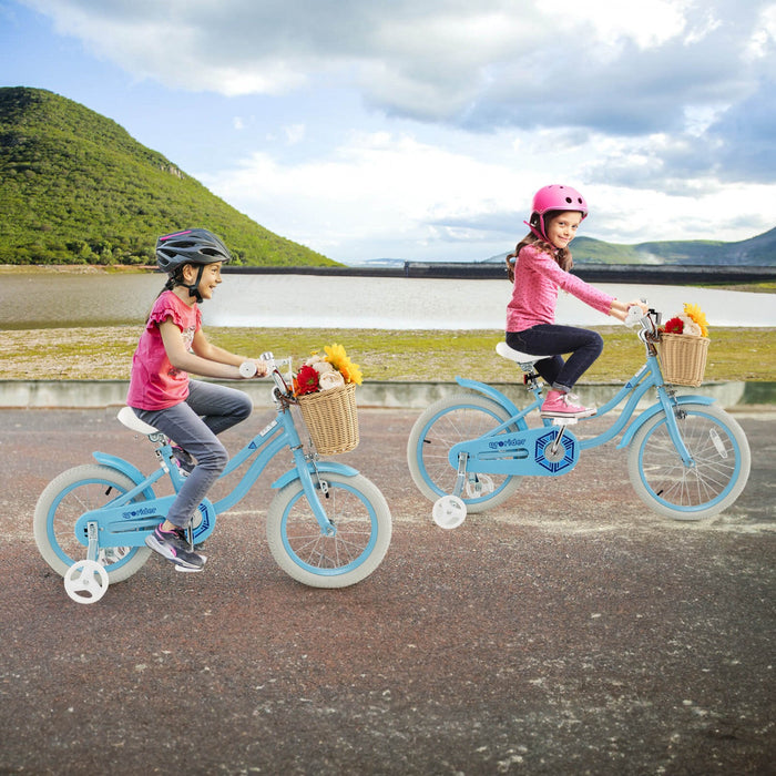 Prorider 14" Kid's Bike With Training Wheels Adjustable Handlebar Seat Handbrake Blue