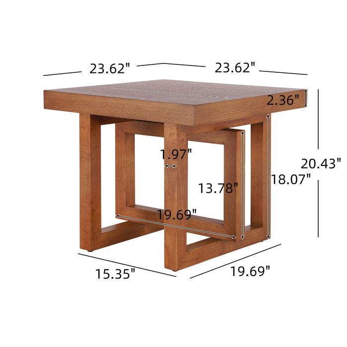 Ethan Rustic Solid Rubberwood End Table,Beige  
