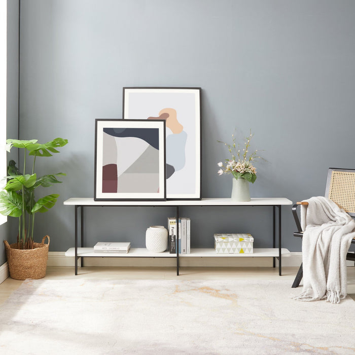 Celine Contemporary Modern 71\" Console Table in White (2-Shelf) 