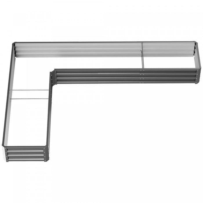 Outsunny L-shaped Raised Garden Bed, 82\" X 109\" X 12'' Galvanized Steel Planter Box With Multi-reinf