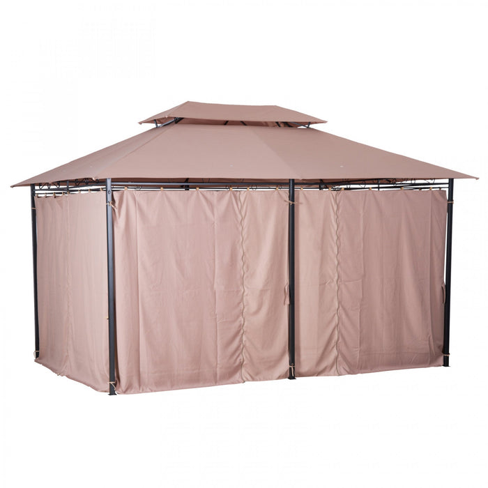 Outsunny 10' X 13' Patio Gazebo, Outdoor 2-tiers Garden Canopy Yard Sunshade Shelter With Curtains, 