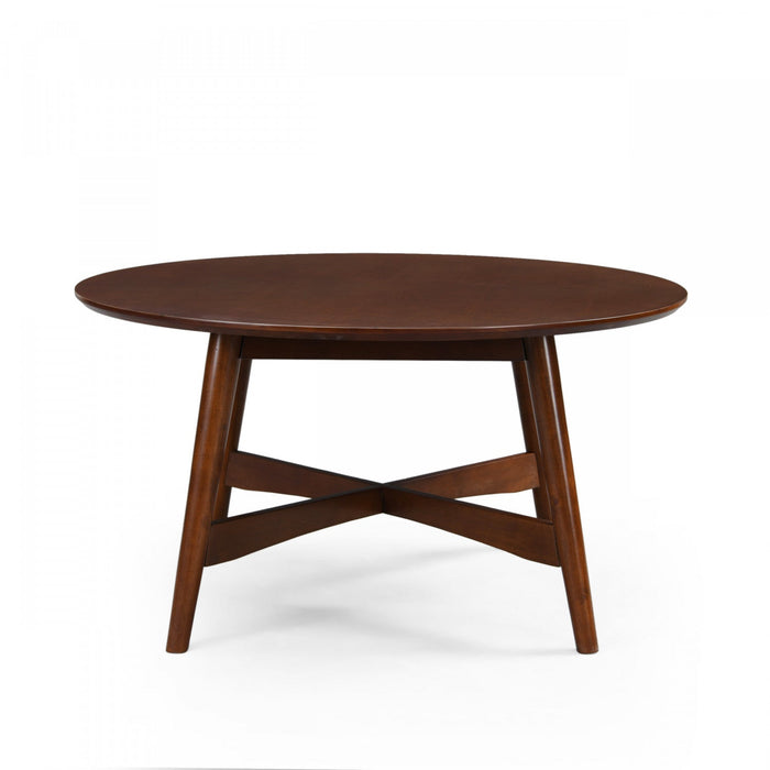 Darren Round Coffee Table With X-cross Base - Walnut 