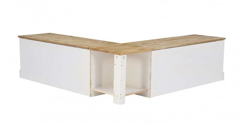 Tobin Backless Corner Nook Dining Bench - Natural and White