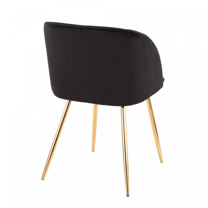 LumiSource Fran Black Velvet Contemporary Dining Chair - Set of 2