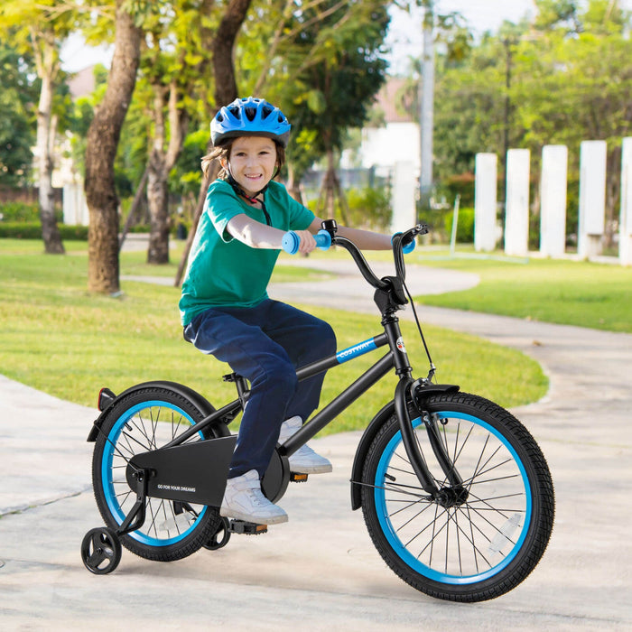 Costway 18" Kids Bike With Adjustable Saddle Handlebar Removable Training Wheels Handbrake Black