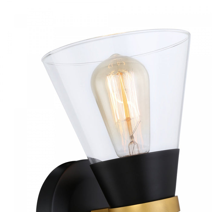Kanata Black & Brushed Brass 1-Light Sconce