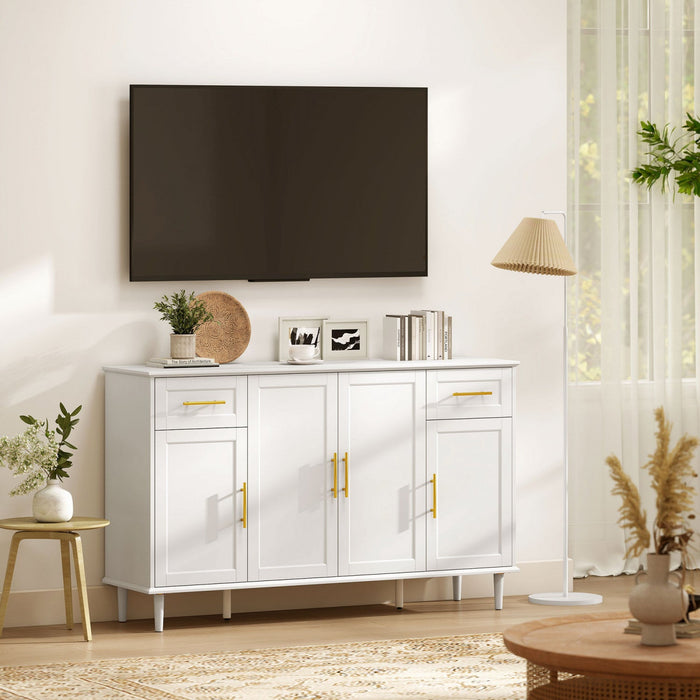 HOMCOM 55" Modern Sideboard Buffet Cabinet with Soft-Close Doors White