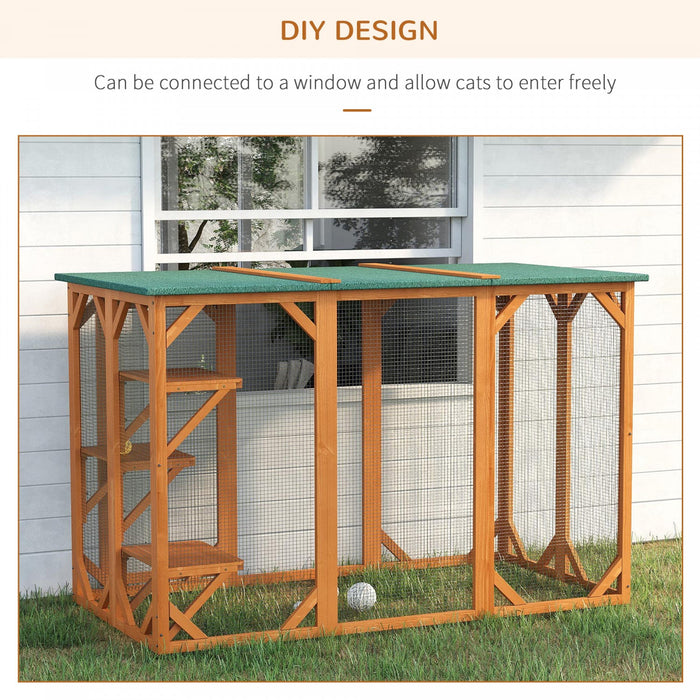Pawhut Cat Cage Indoor Catio Outdoor Cat Enclosure Pet House Small Animal Hutch For Rabbit, Kitten, 
