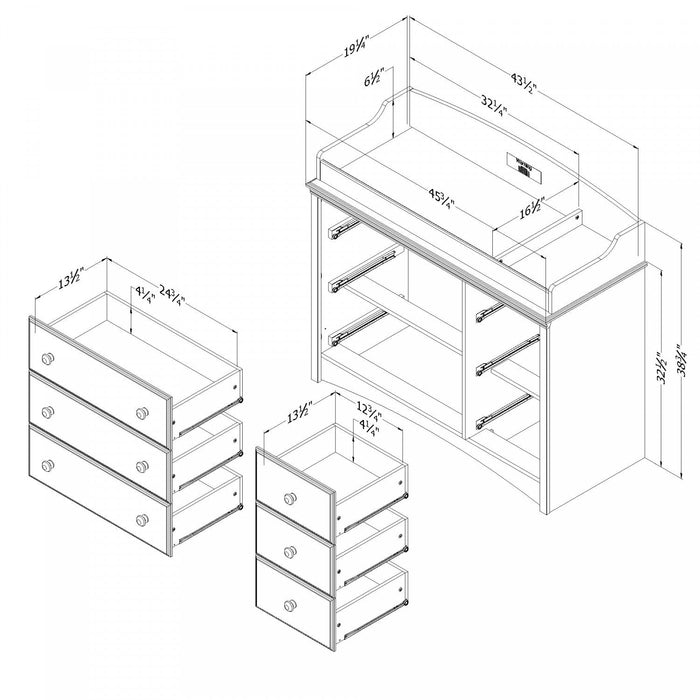 Angel Changing Table With Removable Rim - Pure White 