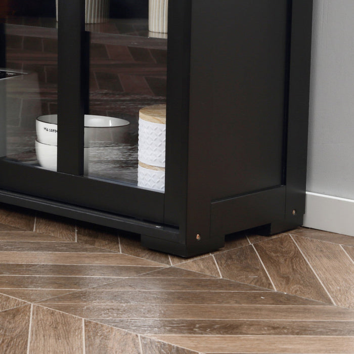 HOMCOM Kitchen Sideboard Stackable Storage Cabinet with Sliding Glass Door