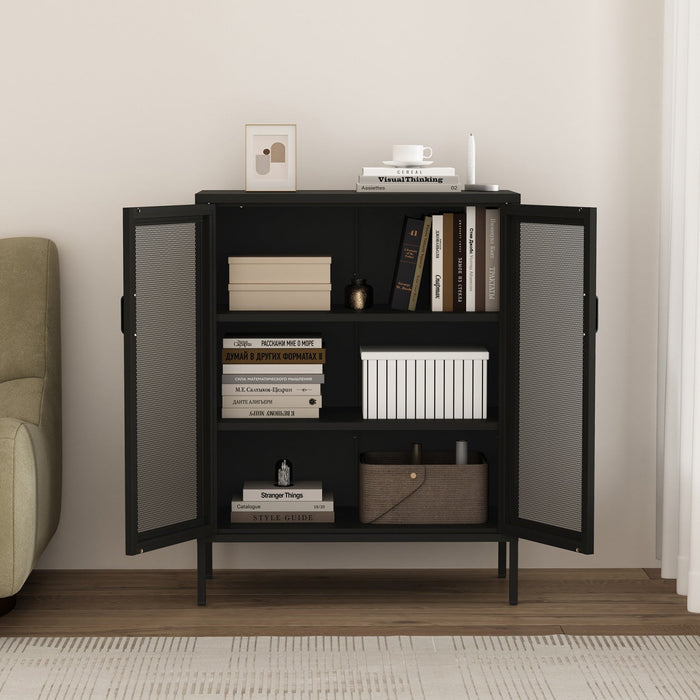 Amelia Modern 32\" Metal Accent Cabinet in Black 
