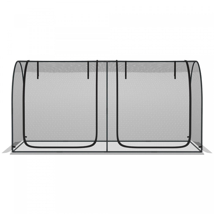 Outsunny 8 X 4ft Crop Cage With Two Zippered Doors And Ground Stakes Black