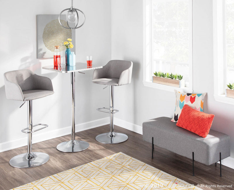 LumiSource Bistro Contemporary Adjustable Square Bar Dining Table - Silver